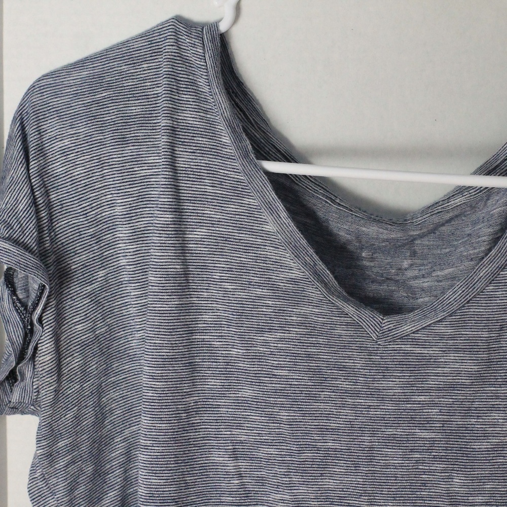 Blue and White Striped T shirt